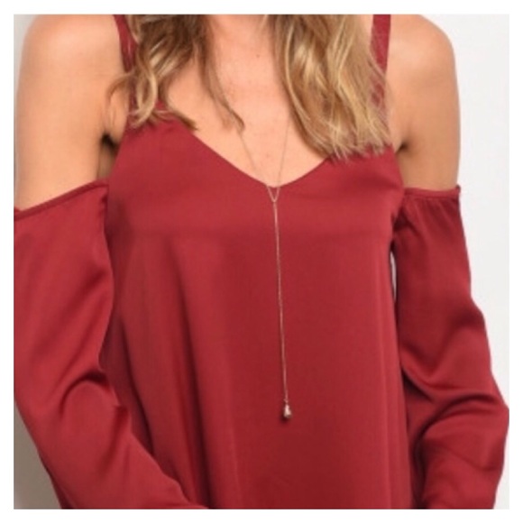 LOVERICHE Red Cold Shoulder Midi Dress - Picture 2 of 5